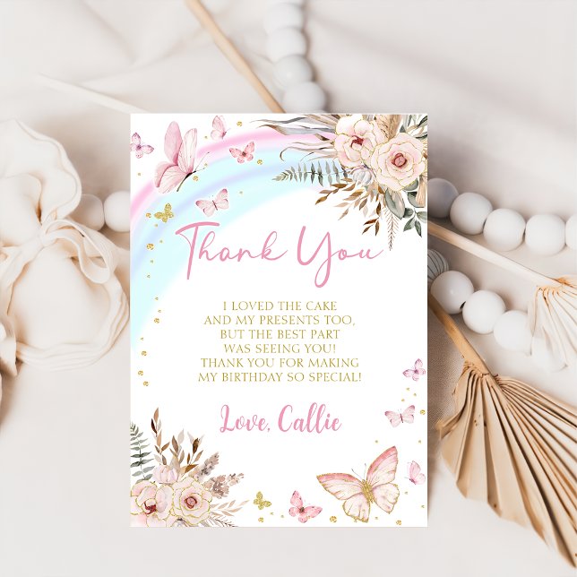 Butterfly kisses Girl Birthday Danke Karte (Von Creator hochgeladen)