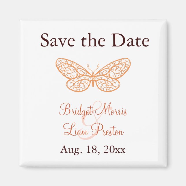 Butterfly Kisses Save the Date Magnet (Vorne)