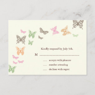 Butterfly Kisses UAWG Elfenbein RSVP Karte