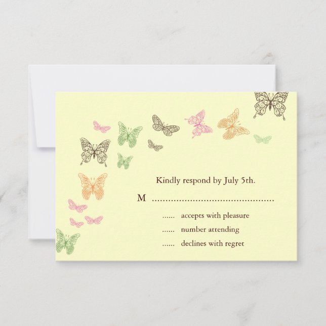 Butterfly Kisses UAWG Gelb RSVP Karte (Vorderseite)