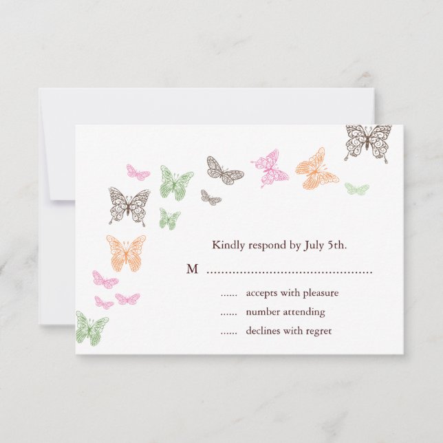 Butterfly Kisses UAWG RSVP Karte (Vorderseite)