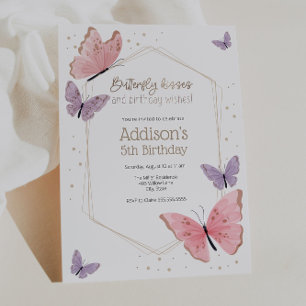 Butterfly Kisses und Birthday wünscht Birthday Inv Einladung