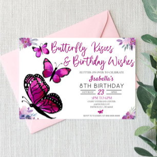 Butterfly Kisses und Birthday wünscht Geburtstag Einladung
