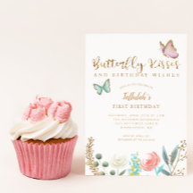 Butterfly Kisses und Birthday wünscht Gold Floral