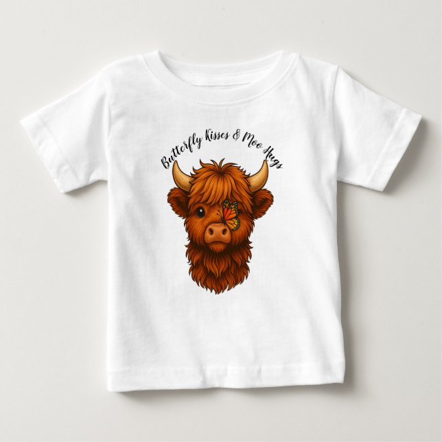 Butterfly Kisses und Moo Hugs Baby T-shirt (Vorderseite)