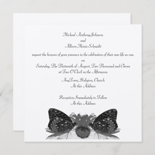 Butterfly Kisses/ Wedding Einladung (Vorne/Hinten)