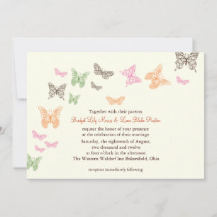 Butterfly Kisses Wedding Invitation Elfenbein Einladung