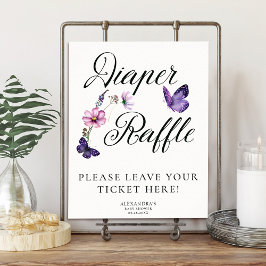 Butterfly Kisses Wild Lila Baby Shower Raffle Poster