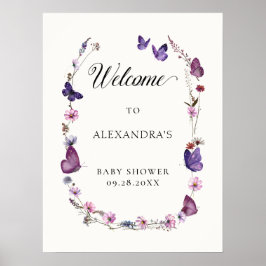 Butterfly Kisses Wild Lila Baby Welcome Poster