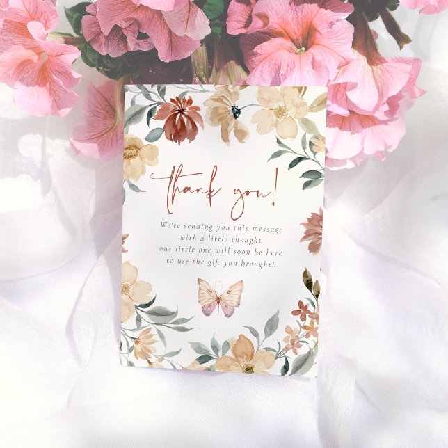 Butterfly Kisses Wildblume Girl Baby Dusche Dankeskarte (Von Creator hochgeladen)