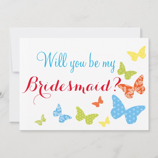 Butterfly Kisses wirst du meine Bridesmaid sein Einladung (Vorderseite)
