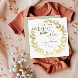 Butterfly Kisses wünscht Gold Elegante Baby Dusche Einladung