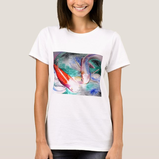 Butterfly Koi Aquarell Japanische Fischkunst T-Shirt (Vorderseite)