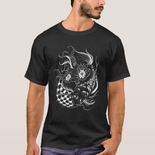 Butterfly Koi Yin Yang Art on Koi Pond T-Shirt