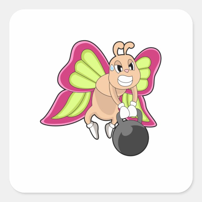 Butterfly-Krafttraining Dumbell Quadratischer Aufkleber (Vorderseite)