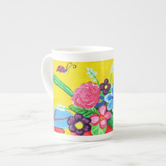 Butterfly & Ladybugs Knochen China Tasse (Vorderseite Links)