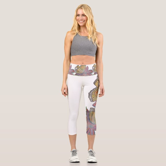 Butterfly landing on flower beautiful capri leggin leggings (Vorderseite)