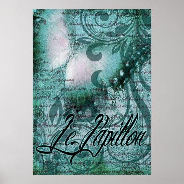 Butterfly- Le Papillon | Aquamarin Poster (Vorne)
