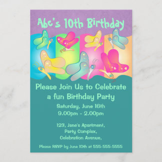 Butterfly-lebendige Geburtstagskarte Einladung