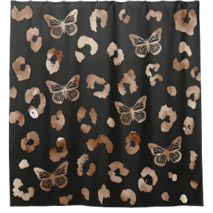 Butterfly Leopard Black Pattern Duschvorhang