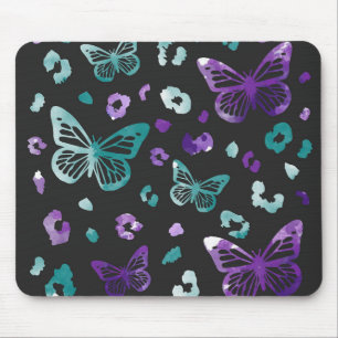 Butterfly Leopard Lila Black Mouse Pad Mousepad