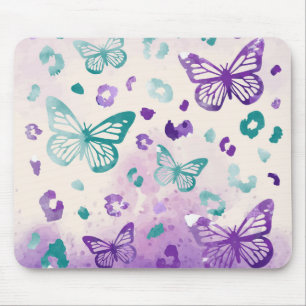 Butterfly Leopard Lila weiß Mousepad