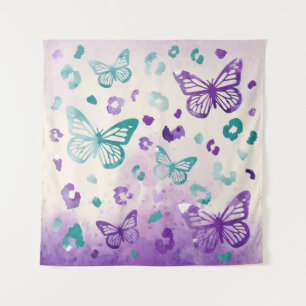 Butterfly Leopard White Wandteppich