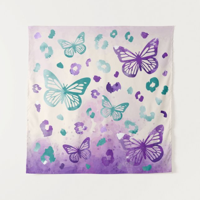 Butterfly Leopard White Wandteppich (Vorderseite)