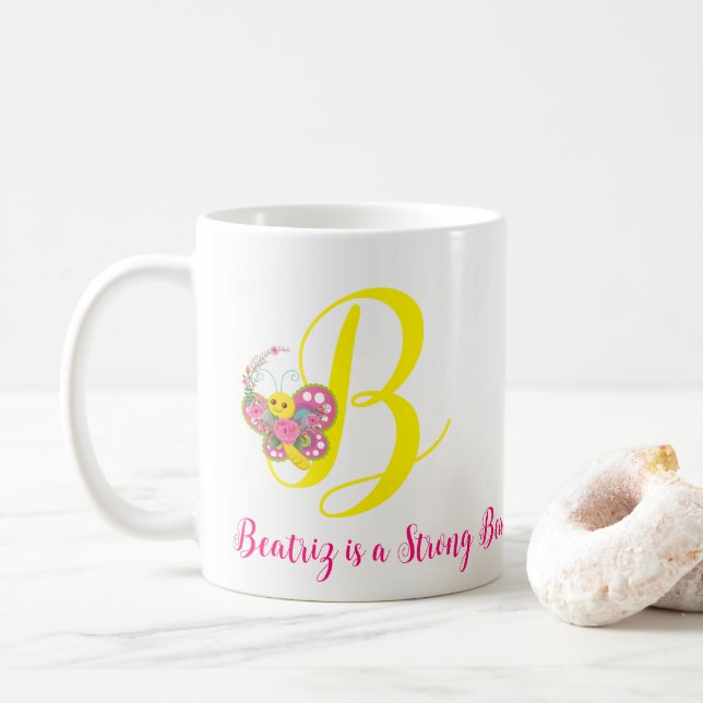 Butterfly Letter B Floral Tasse (Mit Donut)