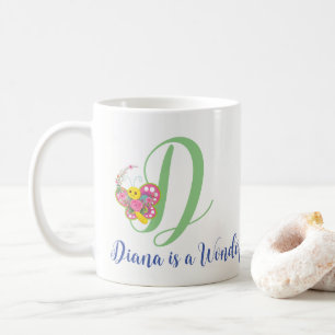 Butterfly Letter D Floral Tasse