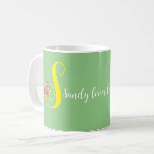 Butterfly Letter S Floral Tasse (Vorderseite Links)