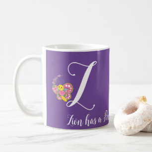 Butterfly Letter Z Floral Tasse