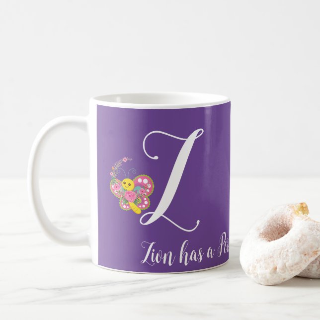Butterfly Letter Z Floral Tasse (Mit Donut)