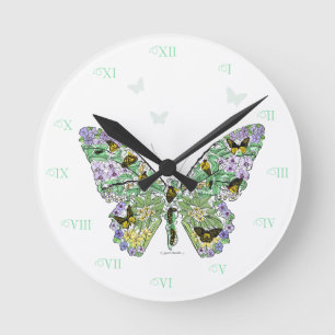 Butterfly Life Cycle Runde Wanduhr