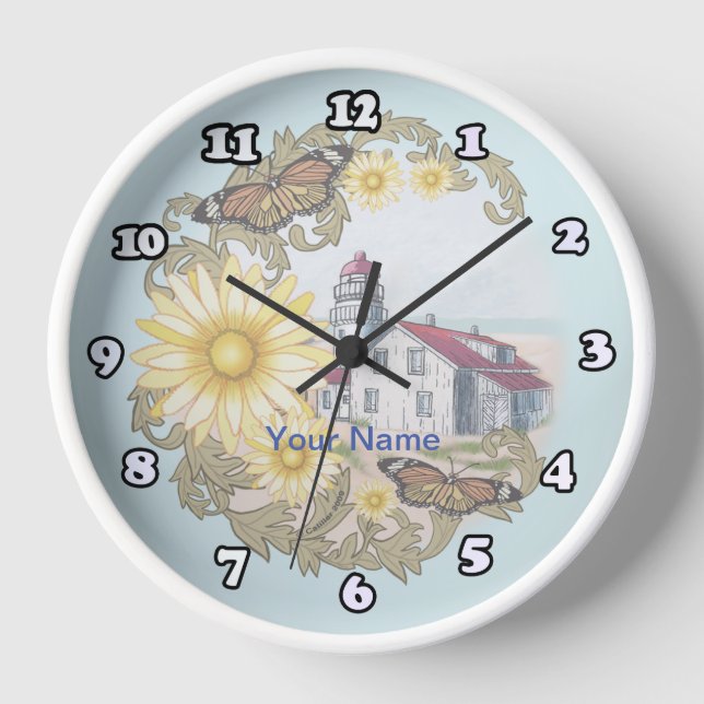 Butterfly Lighthouse Clock Uhr (Vorderseite)