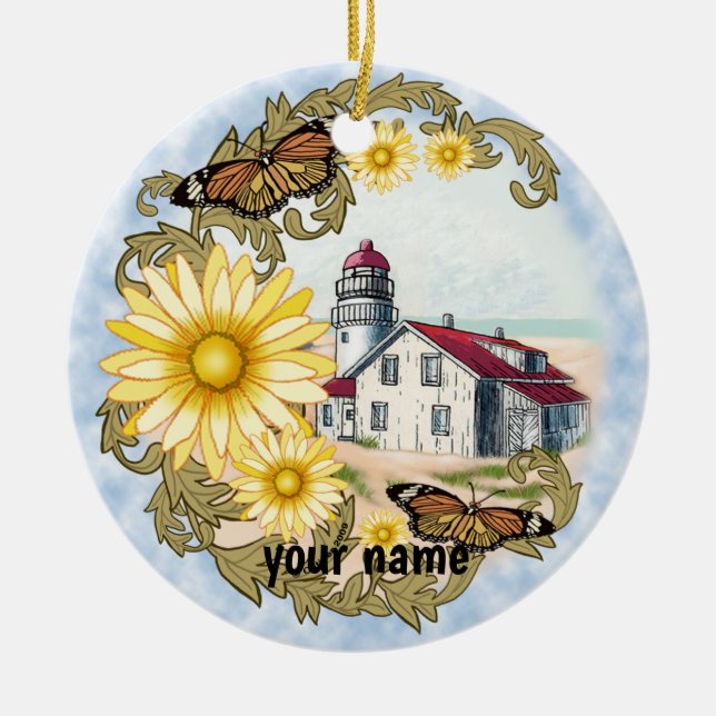 Butterfly Lighthouse Keramik Ornament (Vorne)