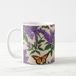Butterfly-Lila-Blumen und Schmetterlinge Kaffeetasse
