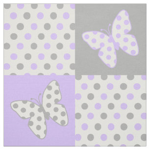 Butterfly Lila Gray Polka Dots Stoff