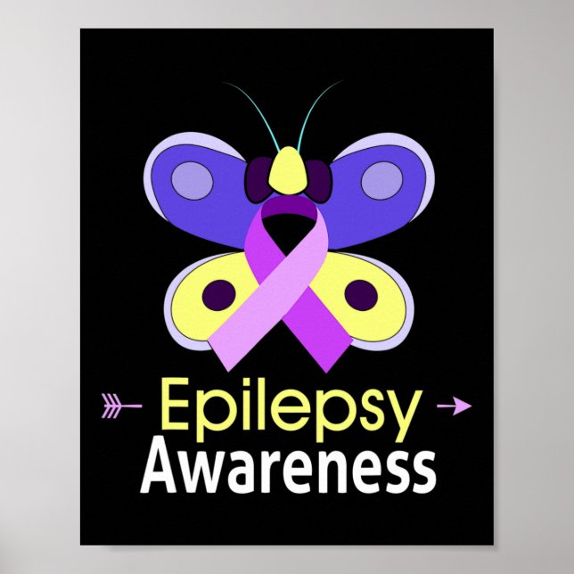 Butterfly Lila Ribbon Epilepsie Bewusstseinsunters Poster (Vorne)