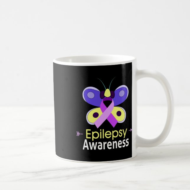 Butterfly Lila Ribbon Epilepsy Sensibilisierung Kaffeetasse (Rechts)