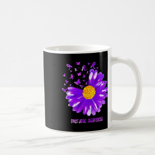 Butterfly Lila Ribbon Sonnenblumen Überdosierung A Kaffeetasse (Rechts)