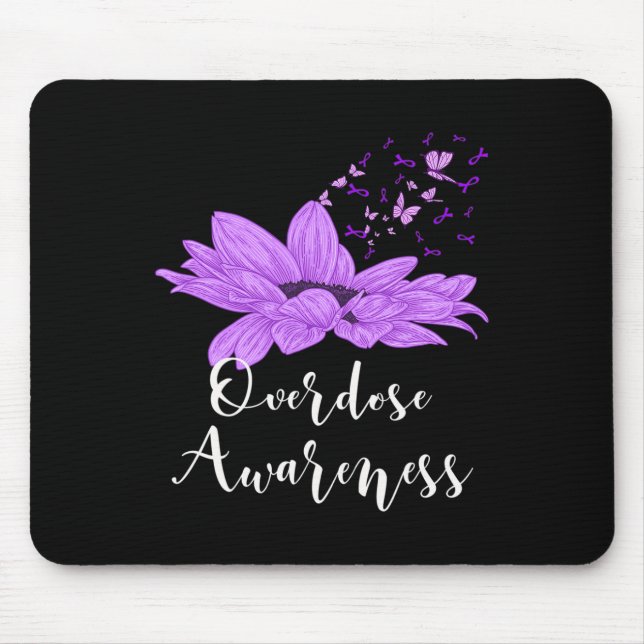 Butterfly Lila Ribbon Sonnenblumen Überdosierung A Mousepad (Vorne)