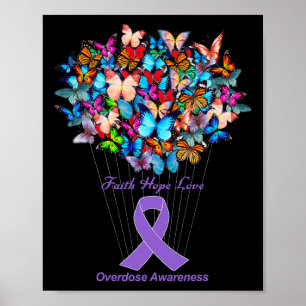 Butterfly Lila Ribbon Sonnenblumen Überdosierung A Poster