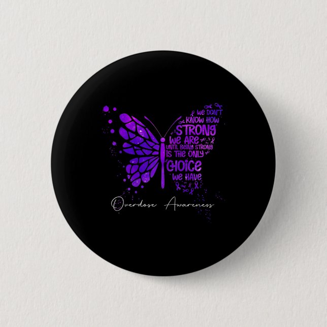 Butterfly Lila Ribbon Überdosierung Bewusstsein Button (Vorderseite)