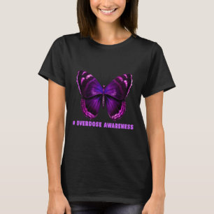 Butterfly Lila Ribbon Überdosis-Bewusstsein Design T-Shirt
