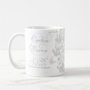 Butterfly Lilies 25. Silver Wedding Jubiläum Tasse