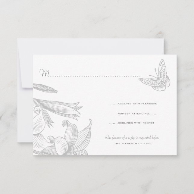 Butterfly Lilies Silver Wedding Jubiläum UAWG RSVP Karte (Vorderseite)