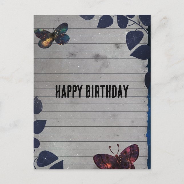 Butterfly Lined Paper Collage Geburtstag Postkarte (Vorderseite)