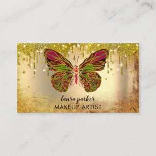 Butterfly Logo Gold Drilling Girly Modern Rainbow Visitenkarte
