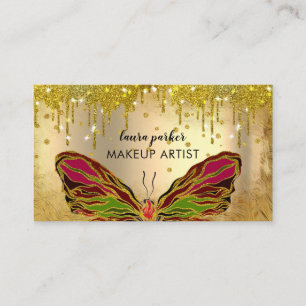 Butterfly Logo Gold Drilling Girly Modern Rainbow Visitenkarte